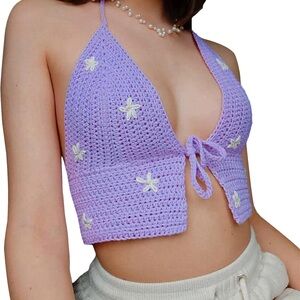 NWT Love+Harmony crochet cropped halter top